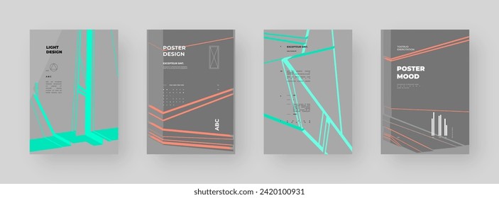 Abstract placard, poster, flyer, banner, blank, document. Colorful illustration on vertical A4 format. Broken form. Cracked figure. 3d shapes composition.	
