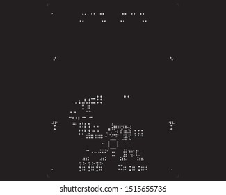 abstract placement of solder mask for components (IC CHIP). grey for solder paste PCB components on black background

