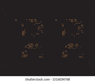 abstract placement of solder mask for components (IC CHIP). Orange for solder paste PCB components on black background