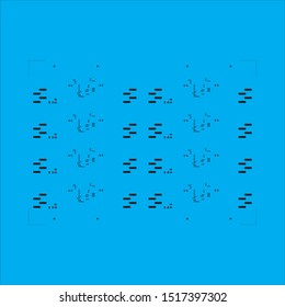 Abstract placement of solder mask for components (IC CHIP). black for solder paste PCB components on cyan background