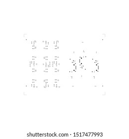 Abstract placement of solder mask for components (IC CHIP). black for solder paste PCB components on white  background