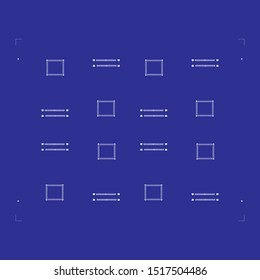 Abstract placement of solder mask for components (IC CHIP). White for solder paste PCB components on blue  background