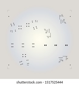 Abstract placement of solder mask for components (IC CHIP). Black for solder paste PCB components on white  background