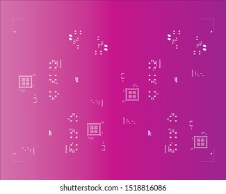 Abstract placement of solder mask for components (IC CHIP). White for solder paste PCB components on magenta background