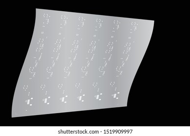 Abstract placement of solder mask for components (IC CHIP). White for solder paste PCB components on grey. black background