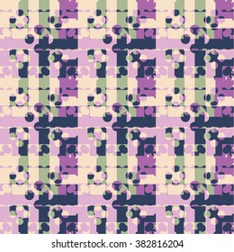 abstract plaid and circles - vector seamless pattern
