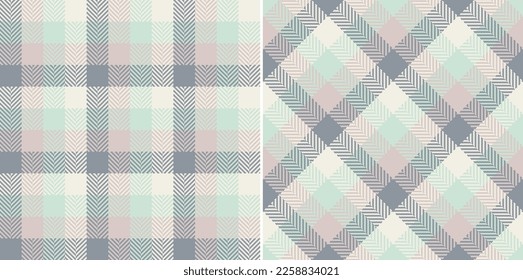 Resumen de un patrón de plaid en gris, en polvo rosa, verde menta. Vector de alquitrán de mosaico claro sin foco establecido para el verano de primavera bufanda de invierno, vestido, falda, chaqueta, otro diseño textil de moda moderna.