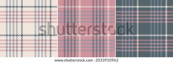Abstract plaid pattern set in grey, pink, beige\
for spring autumn winter. Seamless hounds tooth tartan check vector\
print for scarf, skirt, blanket, duvet cover, other modern fashion\
fabric design.