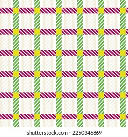 Abstract Plaid Style Stripes Psychedelic Checkered Gingham Seamless Vector Pattern Geometric Concept Trendy Fashion Colors Perfect for Allover Fabric Print or Wrapping Paper Purple Green Tones