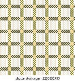 Abstract Plaid Style Stripes Psychedelic Checkered Gingham Seamless Vector Pattern Geometric Concept Trendy Fashion Colors Perfect for Allover Fabric Print or Wrapping Paper Olive Green Ecru Tones