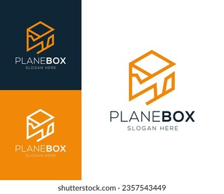 Abstract Plane Box logo design vector illustration