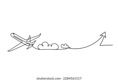 Abstract plane with direction as line drawing on white background. Vector