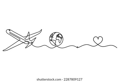 Plano abstracto con corazón como dibujo de línea sobre fondo blanco. Vector