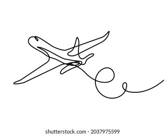 Abstract plane as line drawing on white as background. Vector
