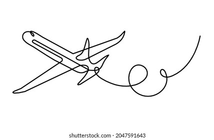 Abstract plane as line drawing on white as background. Vector