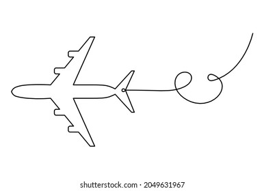 Abstract plane as line drawing on white as background. Vector