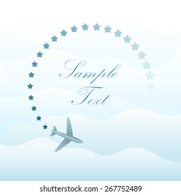 Abstract plane in the sky vector background with copy space.