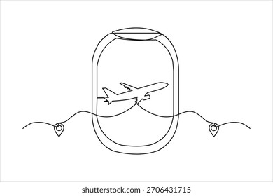 Abstract plane in the window with locations