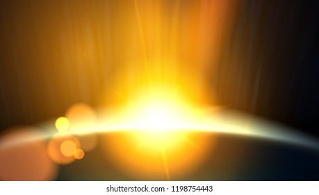 Abstract Planet Beautiful Sun Rays Of Light Buckground. EPS10 Vector