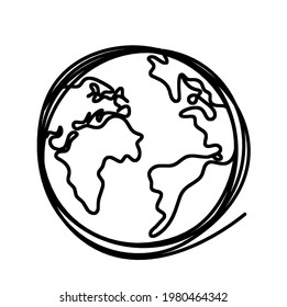 Abstract planet Earth as line drawing on white as background. Vector