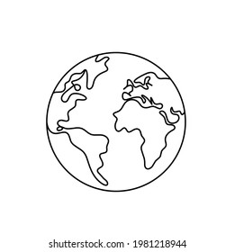 Abstract planet Earth as line drawing on white as background. Vector