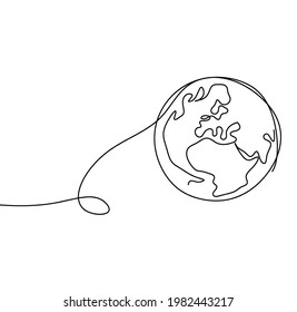 Abstract planet Earth as line drawing on white as background. Vector