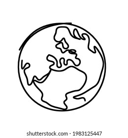 Abstract planet Earth as line drawing on white as background. Vector