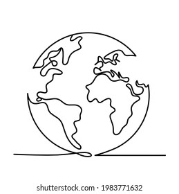Abstract planet Earth as line drawing on white as background. Vector