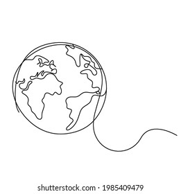 Abstrakter Planet Erde als Linie auf weißem Hintergrund. Vektorgrafik