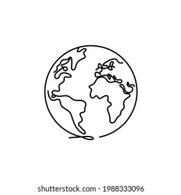 Abstract planet Earth as line drawing on white as background. Vector