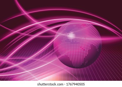 Abstract planet earth.  map of the earth from the square points. Dark background. Blue glow. High tech. Global network connection, international meaning. Vector