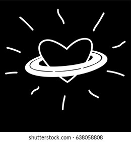 Abstract planet heart vector pattern. Black and white.