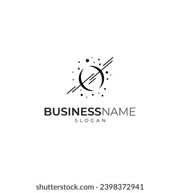 Abstract planet line art illustration logo design with bubble variations