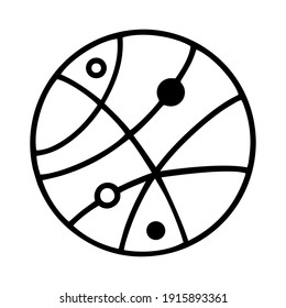 Icono abstracto del planeta lineal. Logo, pictograma, signo, símbolo del espacio. Universo, concepto de galaxia. Ilustración del material extraído a mano por vectores. 