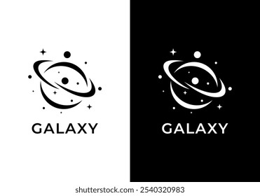 abstract planet logo design. globe galaxy connection technology icon symbol vector