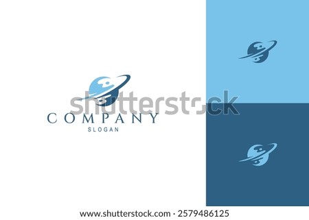Abstract planet logo with water splash