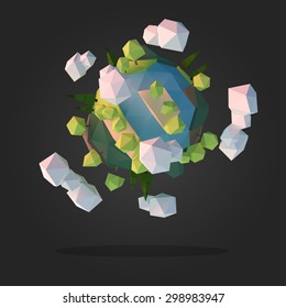 Abstract Planet Low Poly Geometry Design Vector