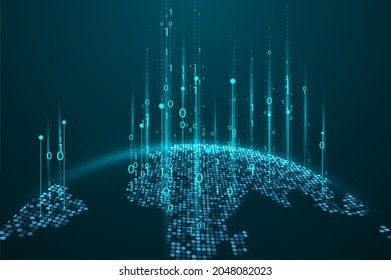 Mapa abstracto del planeta. Concepto gráfico de red global. Gran visualización de datos. Concepto de innovación digital para su diseño