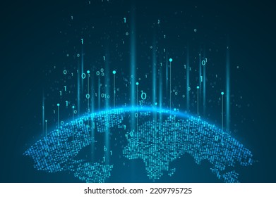 Abstract planet map. Global network graphic concept. Big data visualization. Digital innovation concept for your design