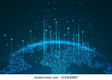 Abstract planet map. Global network graphic concept. Big data visualization. Digital innovation concept for your design