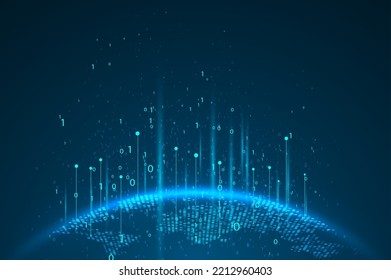 Abstract planet map. Global network graphic concept. Big data visualization. Digital innovation concept for your design