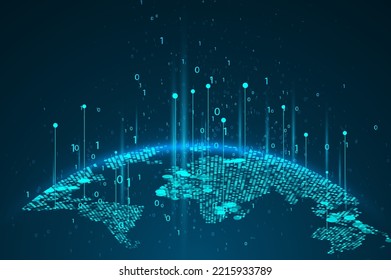 Abstract planet map. Global network graphic concept. Big data visualization. Digital innovation concept for your design