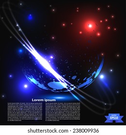 Abstract planet with rings. Vector illustration.