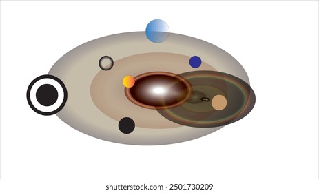  Abstract The planet Saturn illustration isolated on white background.