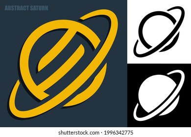 símbolo abstracto del planeta saturn con anillo. Explorando el espacio y el sistema solar. Símbolo del nombre de la compañía
