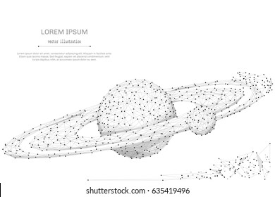 Abstract Planet in Space polygonal, geometry triangle. Light connection structure. Low poly vector background. Business concept
