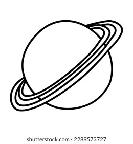Abstract planet sphere with rings, doodle style flat vector outline for coloring book