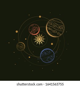 Abstract planet system. Vector illustration