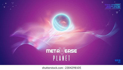 Abstract planet and universe themed background design designed for the metaverse.