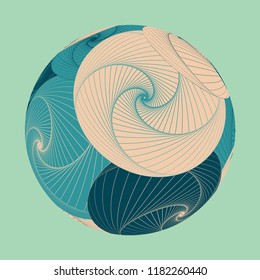 abstract planet with vortex in blue shades